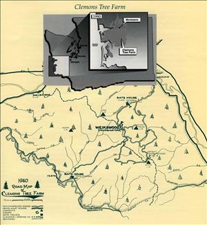 Illustrated map, Clemons Tree Farm